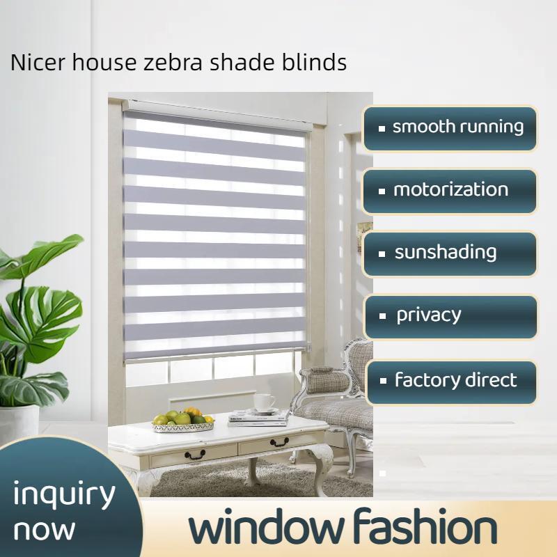 Smart motorized automatic day and night zebra roller cordless blinds combi shades shutters zebra window blinds for window