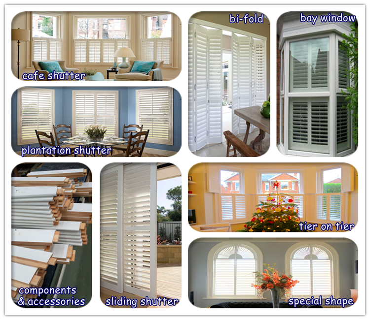 Best Price custom horizontal white plantation shutters from china pvc shutters window