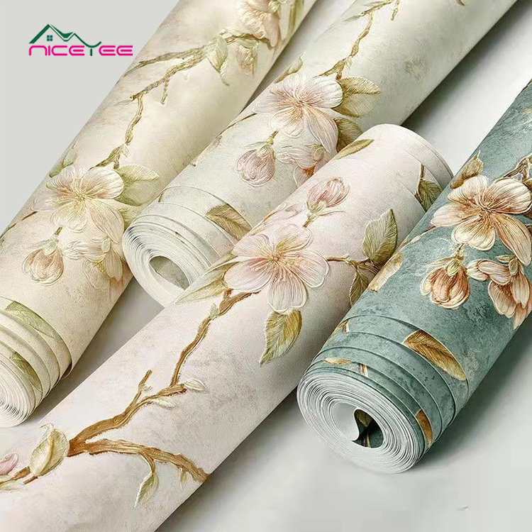 American European Style Retro Papier Peint Flower Precision Pressing Wall Decoration Sticker Wallpapers For wall dLiving Room 3d