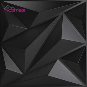 Black 3d Design Wall Panel Modern 3d effect PVC decorative bathroom wall panels for office 300*300mm/500*500mm