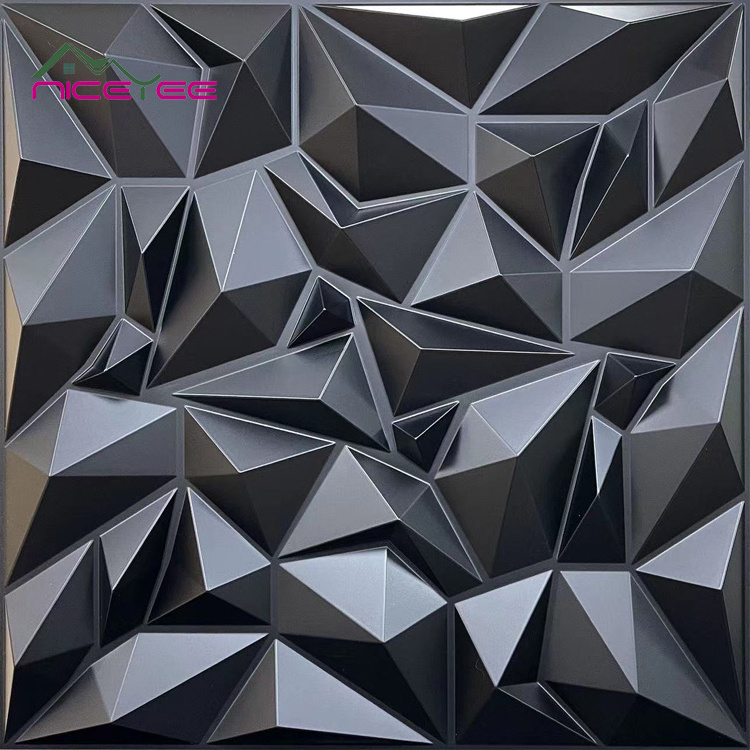 Black 3d Design Wall Panel Modern 3d effect PVC decorative bathroom wall panels for office 300*300mm/500*500mm