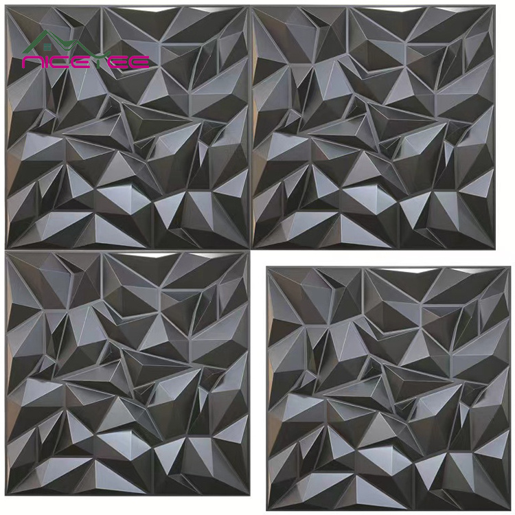 Black 3d Design Wall Panel Modern 3d effect PVC decorative bathroom wall panels for office 300*300mm/500*500mm