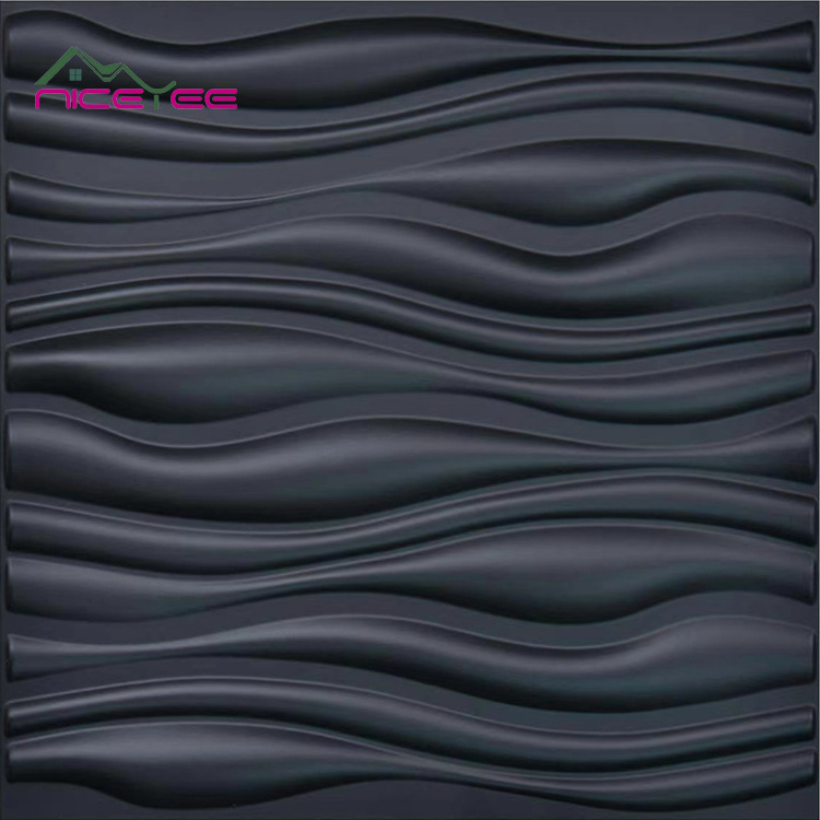 Black 3d Design Wall Panel Modern 3d effect PVC decorative bathroom wall panels for office 300*300mm/500*500mm