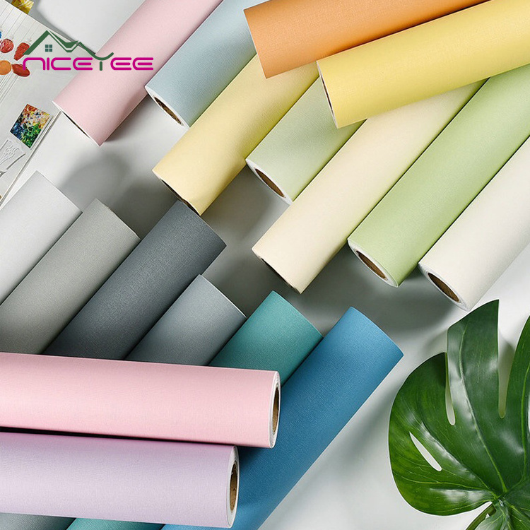 Self Adhesive Eco Friendly PVC Wallpapers Wall Coating Wall Paper Rolls Home Decor  Plain  Vinyl  Wallpaper