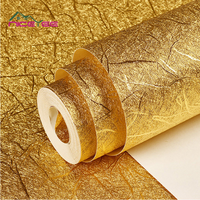 Wholesale  Gold Foil  Wall Paper Contact Paper Waterproof Golden Wallpaper Vinyl Wall Paper Rolls Home Decoration