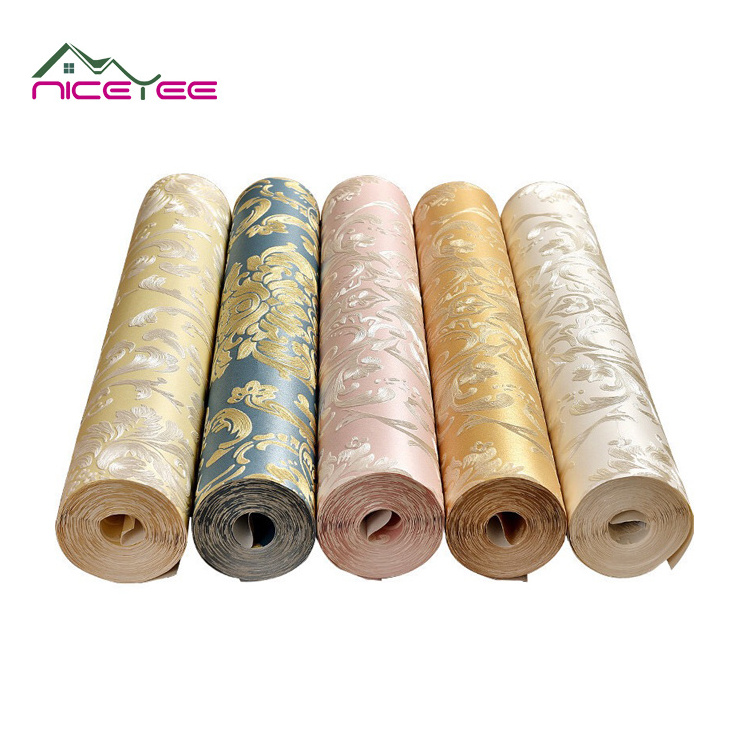 Factory Supply Classic Floral Design Deep Embossed Damascus Wall Paper Rolls 3d Wallpapers Wall Coating For Home Decoration