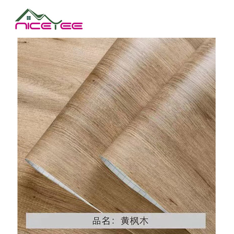 New Custom Wood Grain Wallpaper  Waterproof 3d Floor Paper Wall Paper Furniture Sticker Vinyl  Wood Texture Wallpaper