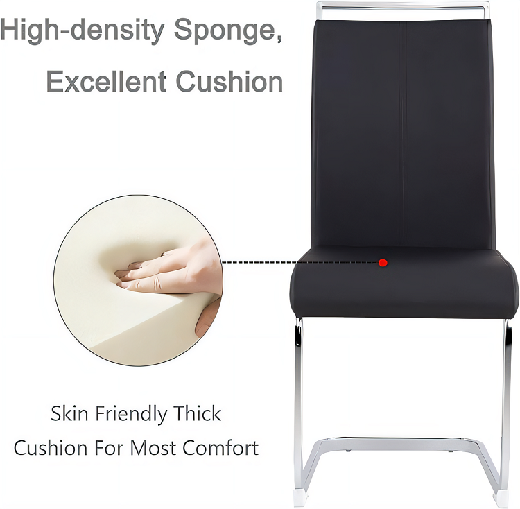 Free Sample Modern Comfortable High quality Unique PU High Backrest Dining Chair With Steel Legs