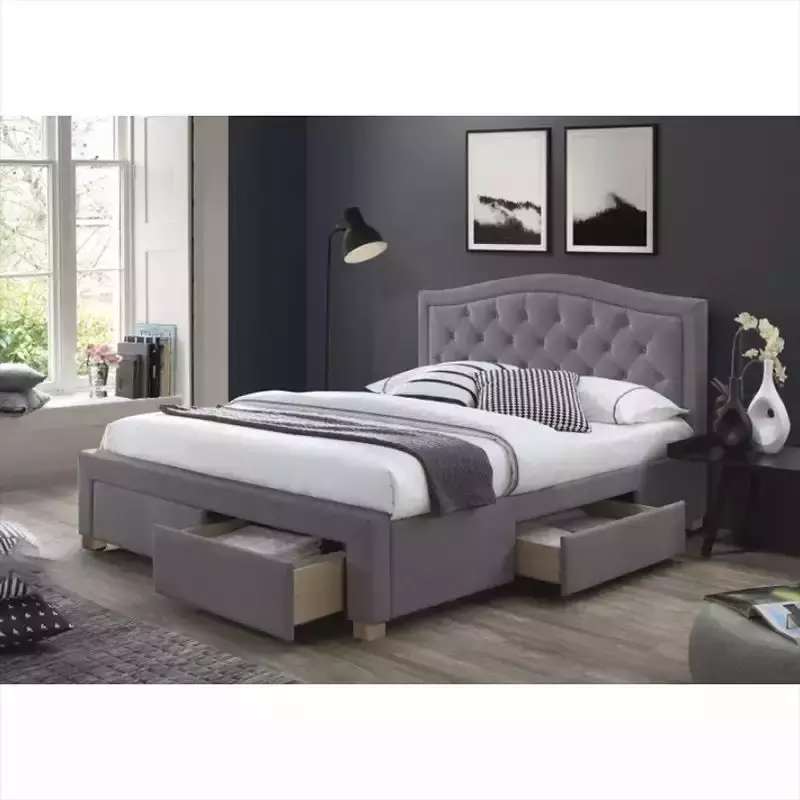 Luxury California Hotel Storage Modern Velvet Full Platform Single Doiuble Twin King Queen Size Bed Frame with Storage Headboard