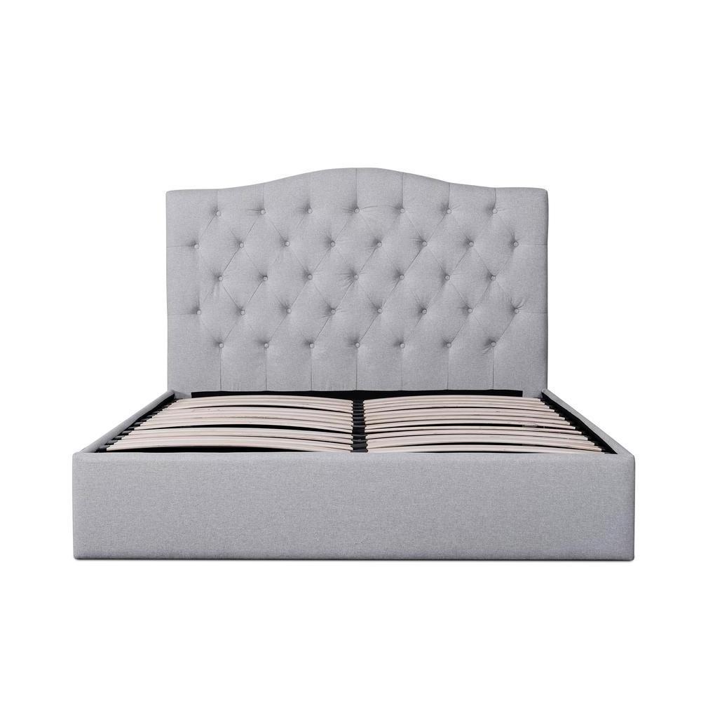 King Size Grey Fabric Storage Bed With Gas Lift Modern Beds With Internal Storage Space