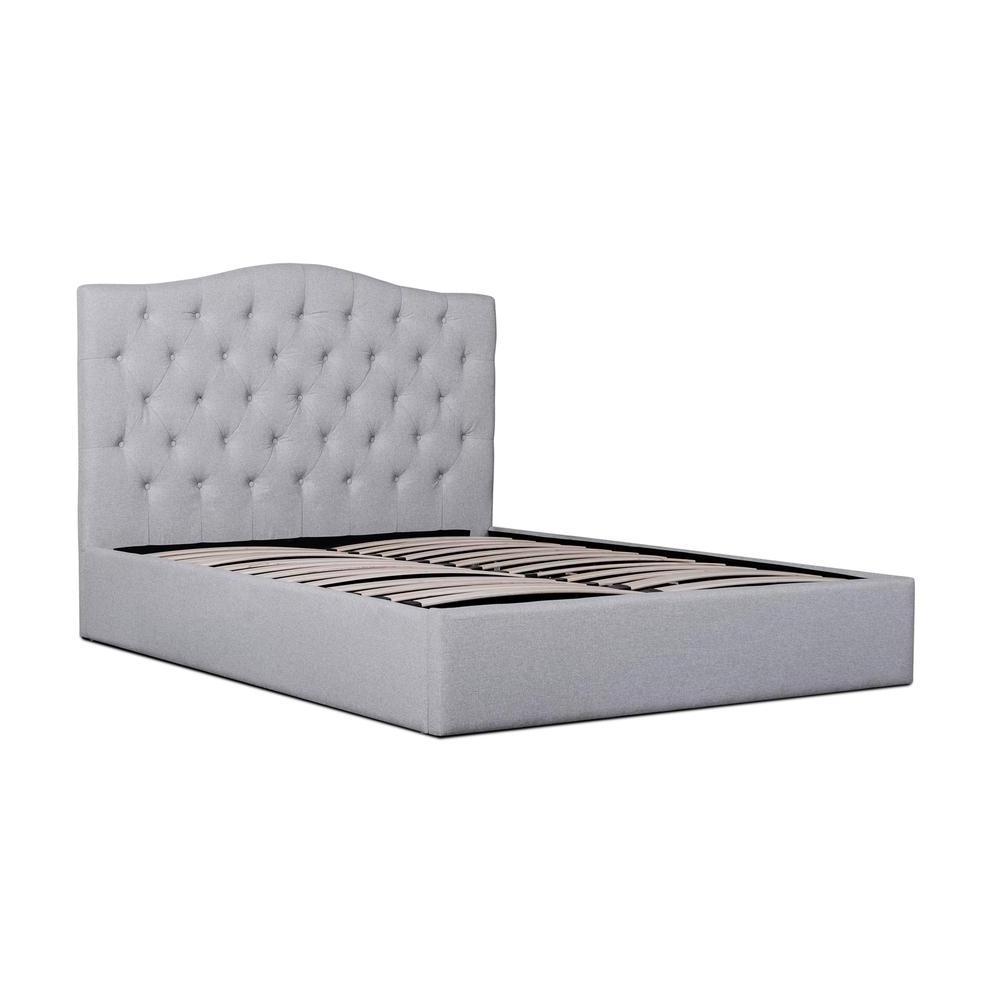 King Size Grey Fabric Storage Bed With Gas Lift Modern Beds With Internal Storage Space