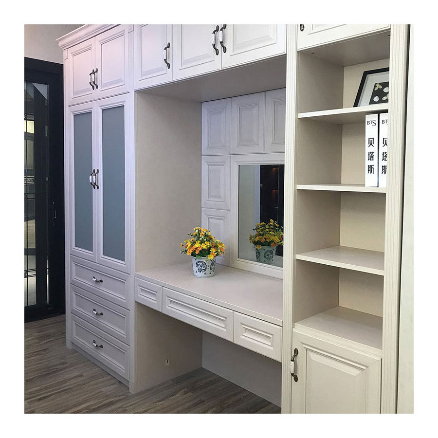 NICOCABINET White Clothes Wardrobe Bedroom Cabinets Closet with Mirror And Drawers