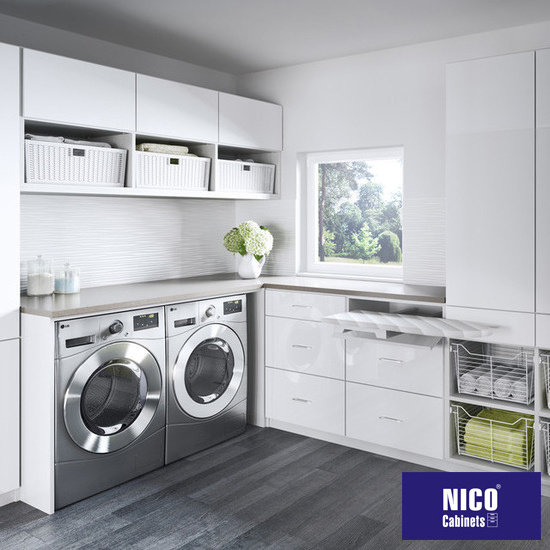 NICOCABINET Laundry Lacquer Storage Cabinets Clean Open Laundry Room Modern Smart Design