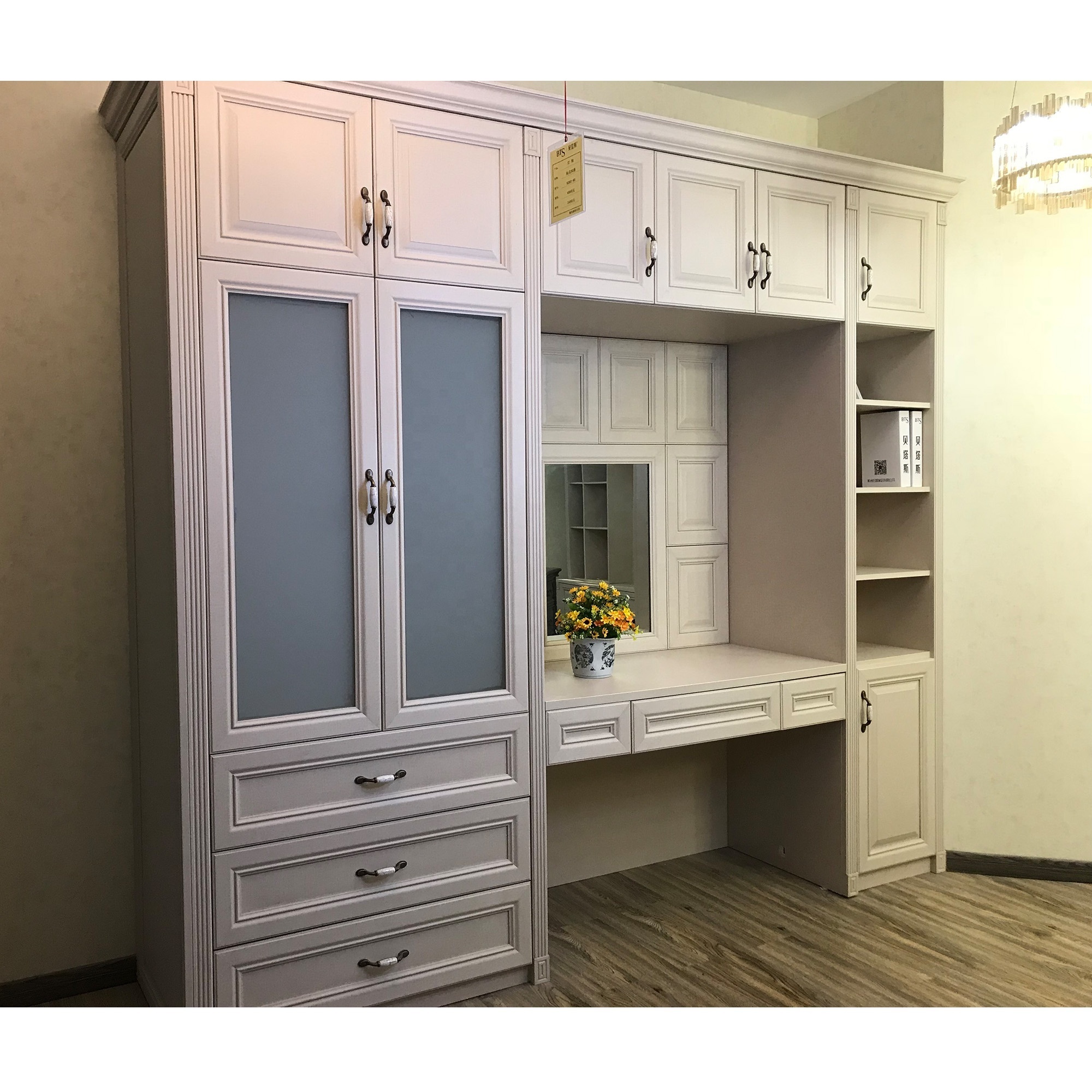 NICOCABINET White Clothes Wardrobe Bedroom Cabinets Closet with Mirror And Drawers