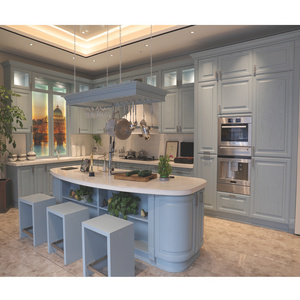 NICOCABINET Farmhouse High Quality Luxury Modular Design Custom Blue Kitchen Cabinets with Island