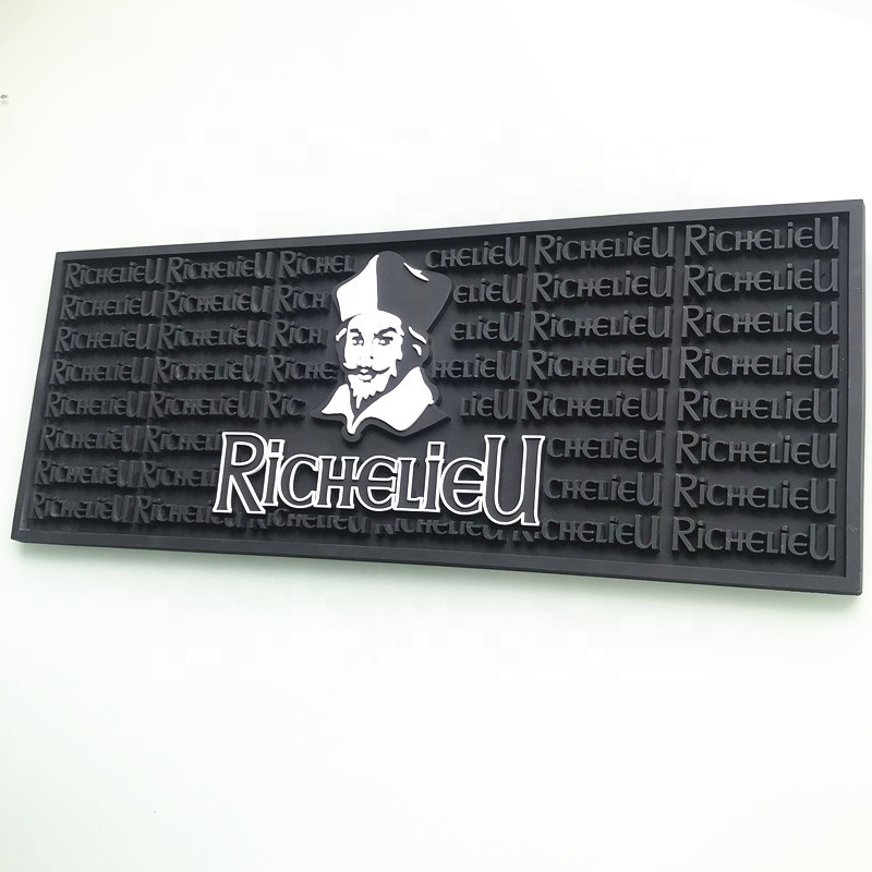 Personalized Custom Branded Rubber Silicon Beer Spill Bar Mat Led PVC Bar Mat