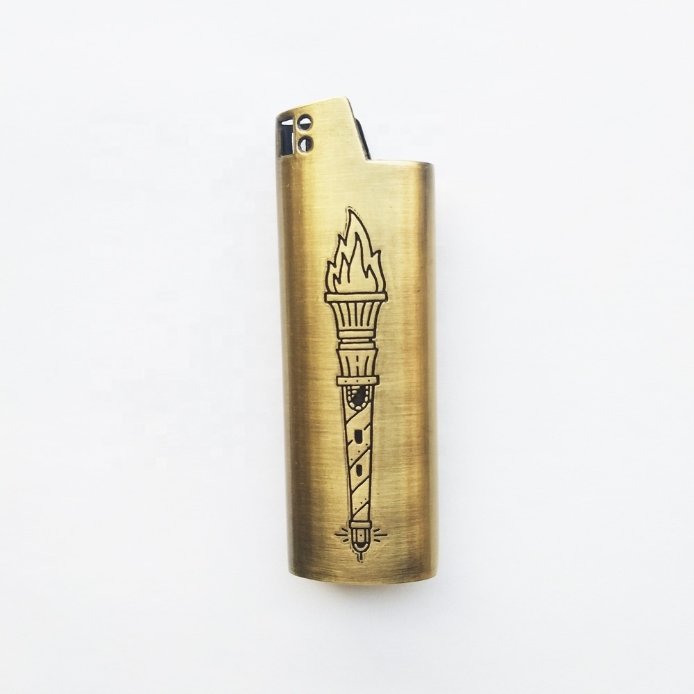 Zinc alloy Die Casting Logo Debossed Embossed Laser Engraving Design Metal Lighter Case for Lighter protect sleeve