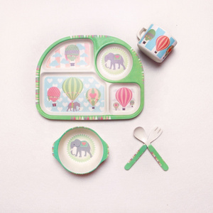 Biodegradable and recyclable Customized animal shape bamboo fibre kids dinner set