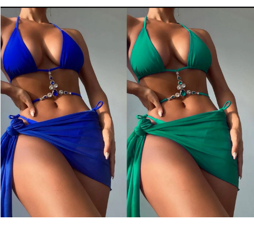 Bikini Swimsuits Girl Full Swimsuit Photo Indian Open for Women 2022 Open Sexy The New Solid Color Swimsuit, The Three-piece Nkl