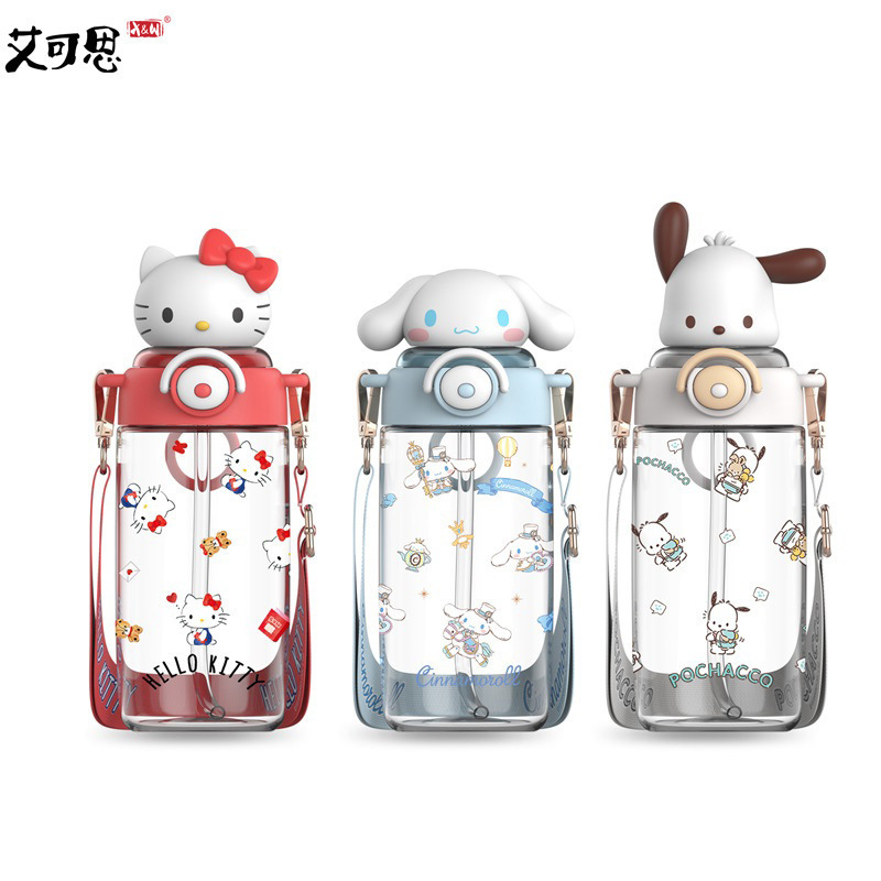 650ml cute sanrios kuromi glass water bottle cartoon anime Melody Figure Thermos mug drink Cup travel bottle