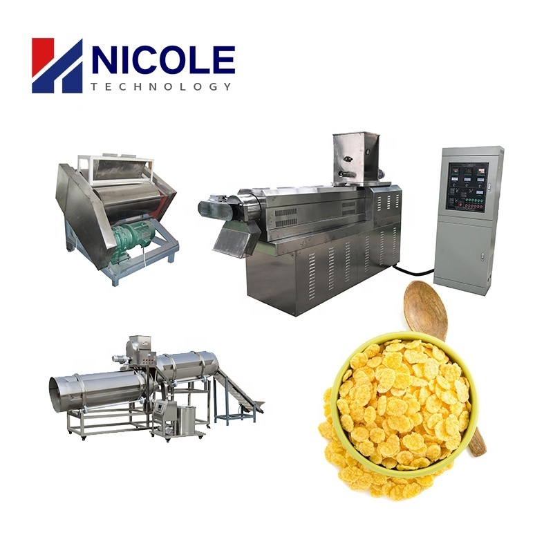 Corn Flakes Manufacturing Machine Breakfast Cereals Processing Line With Sugar Melting And Spraying Machine