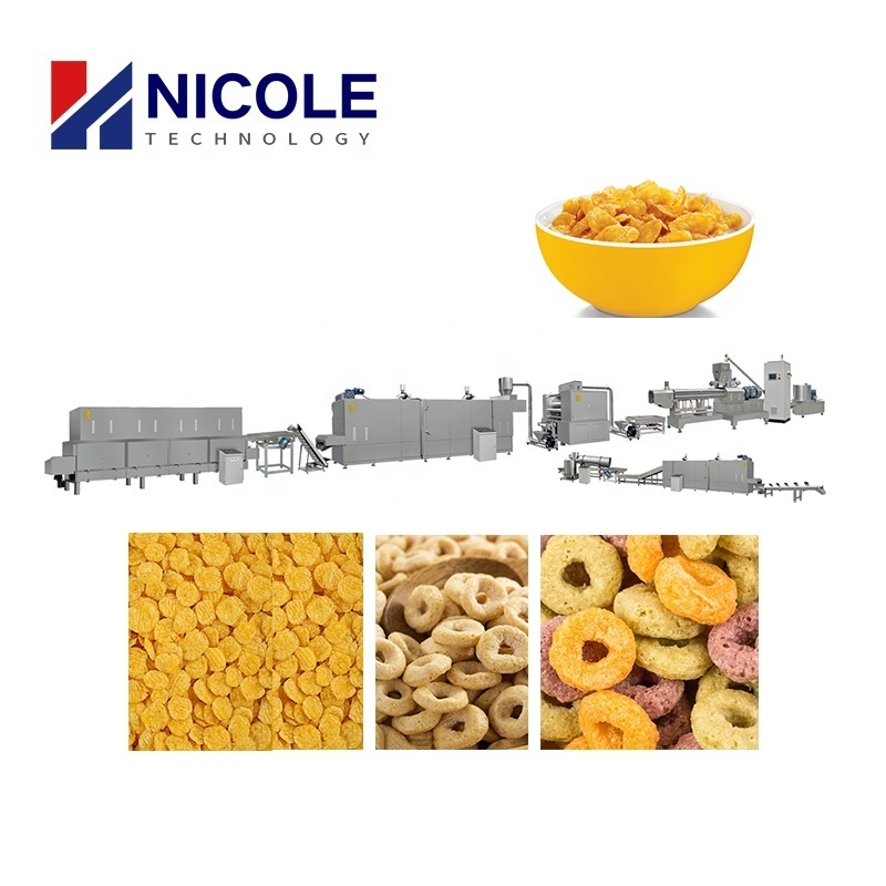 Corn Flakes Manufacturing Machine Breakfast Cereals Processing Line With Sugar Melting And Spraying Machine