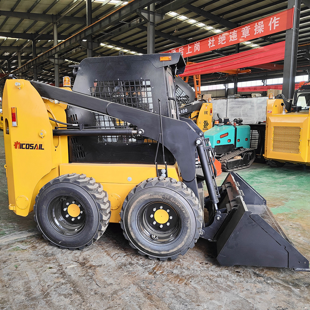 Shanghai Supply Construction Machinery Wheeled Mini Skid Steer Loader Diesel Power Quick Change Operation Attachments