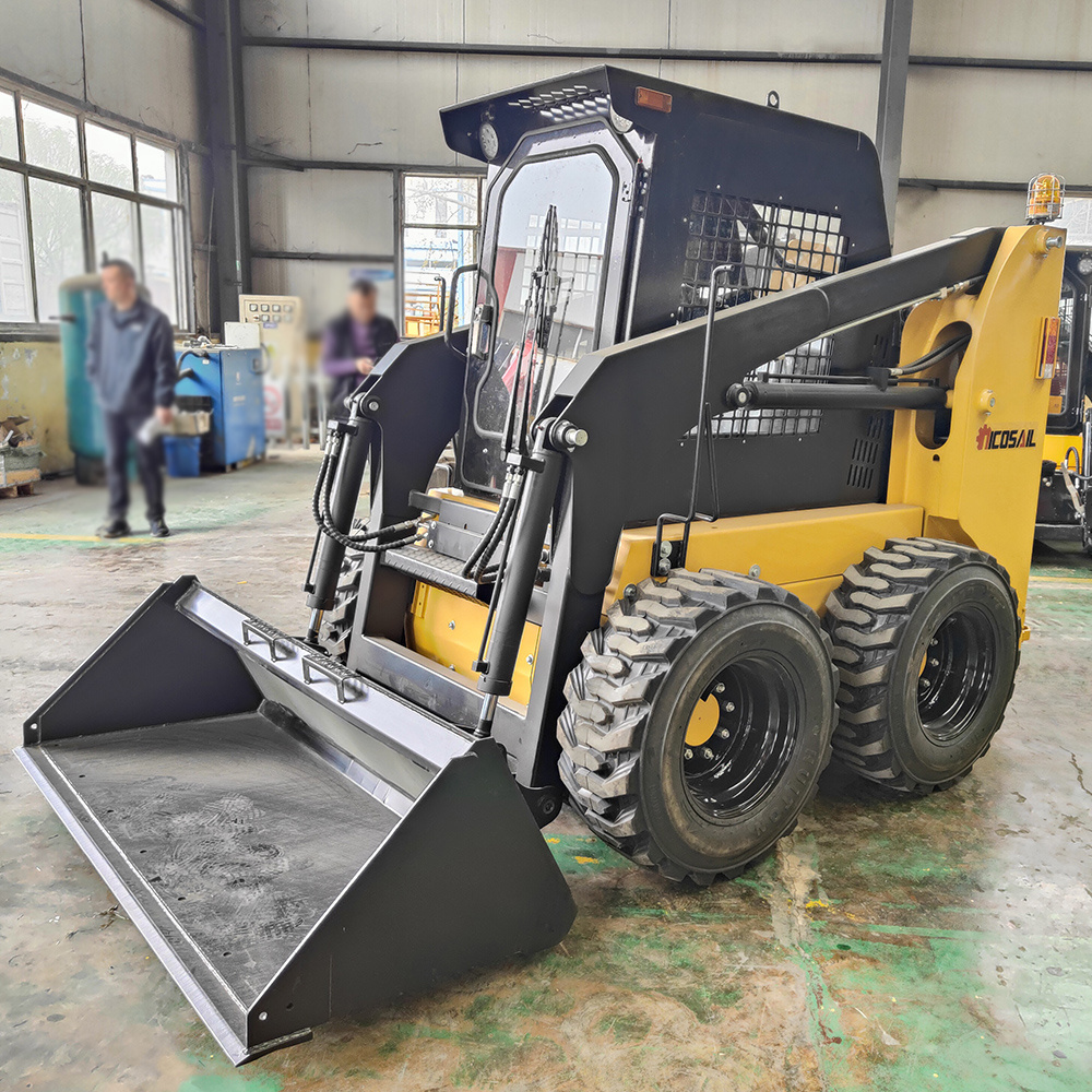 Shanghai Supply Construction Machinery Wheeled Mini Skid Steer Loader Diesel Power Quick Change Operation Attachments