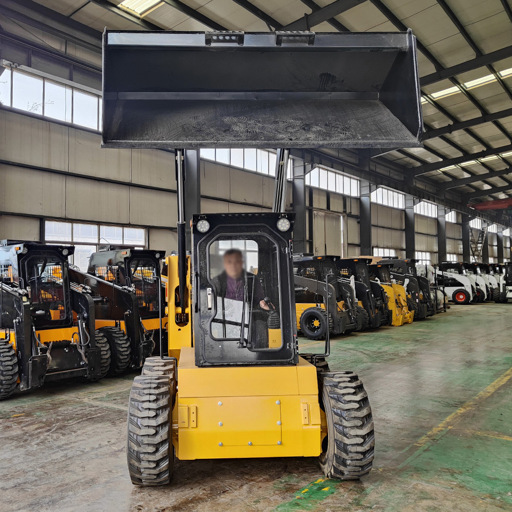 Shanghai Supply Construction Machinery Wheeled Mini Skid Steer Loader Diesel Power Quick Change Operation Attachments