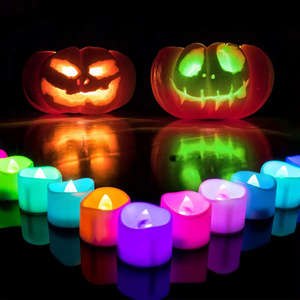 Nicro Colorful Light Candles Battery Operated Realistic Wax Warm Light Halloween Decoration Flameless Flickering Led Candles