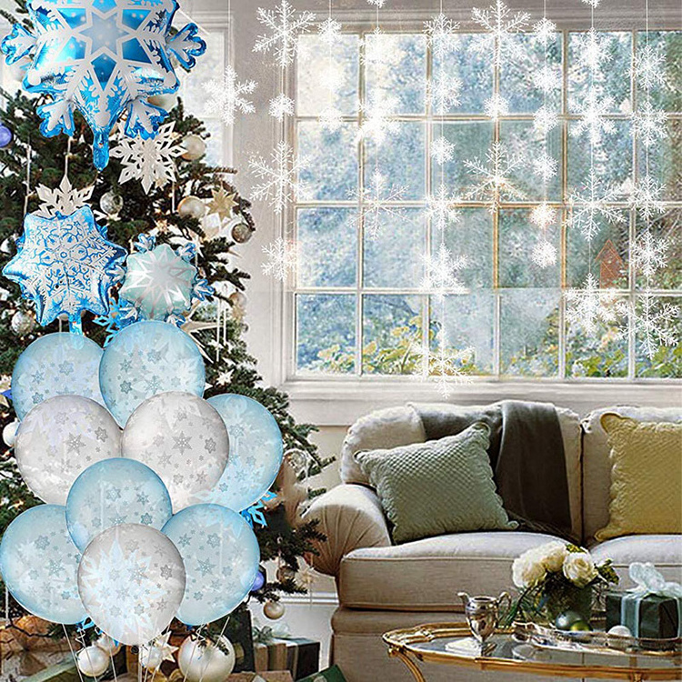 Nicro Christmas Winter Frozen Snowflake Helium Balloons Ice And Snow Theme Helium For Party Balloons Decoration Set