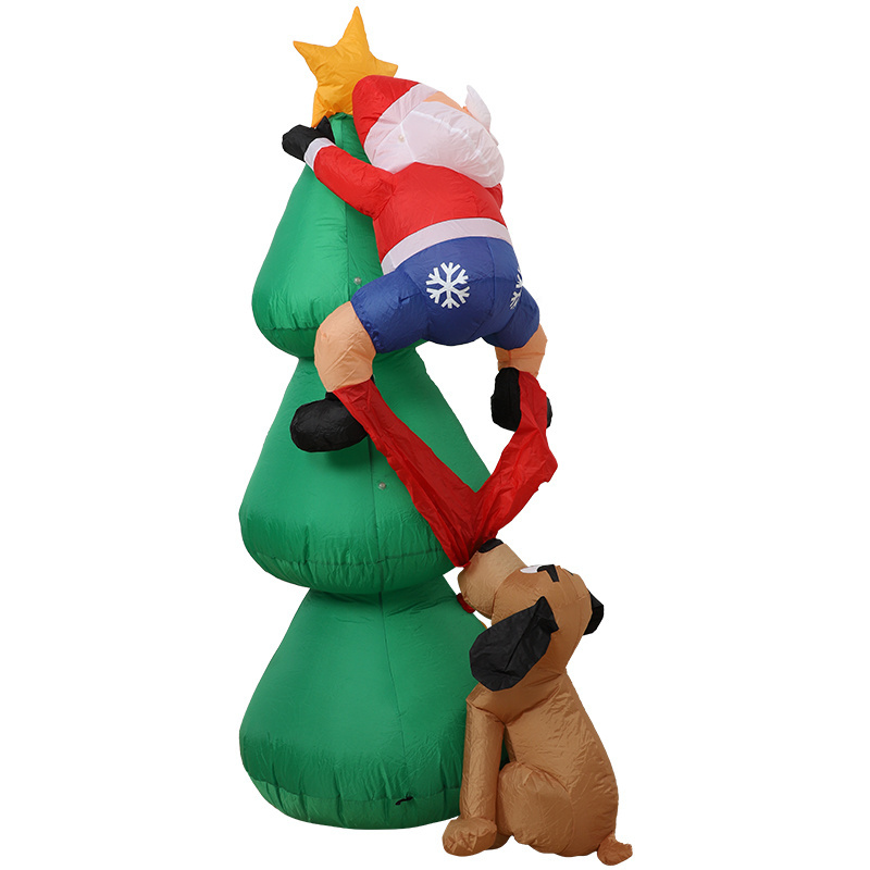 Nicro Giant Xmas Dog Bite Santa Claus Snowman Gift Archway Blow Up Christmas LED Light Party Arch Inflatable Garden Decoration