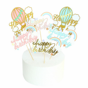 Nicro Creative Cake Card Hot Air Balloon Cloud Rainbow Happy Birthday Party Supplies Cake Topper Decoration