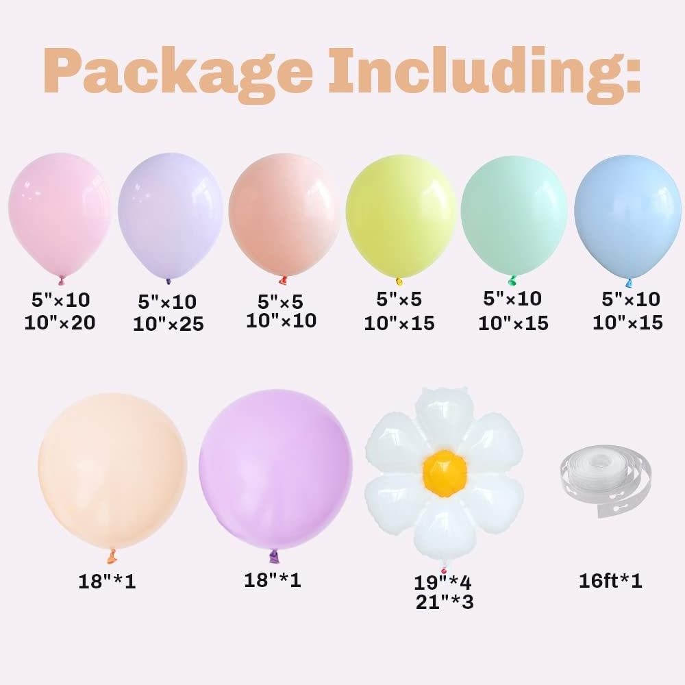 Nicro Daisy Summer Baby Girl Baby Shower Happy Birthday Party Backdrop Decoration Macaron Confetti Latex Balloon Arch Stand