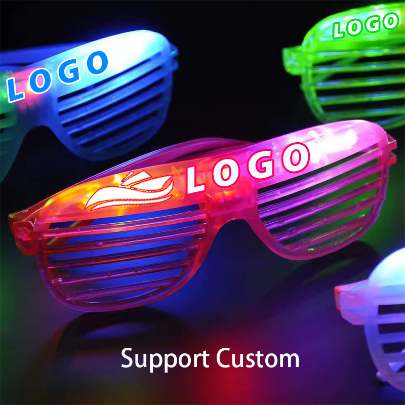 Nicro Fashion Luminous Light Up Led Glasses Christmas Light Shutter Style Party Neon Party Supplies Glow In Dark Sunglasses