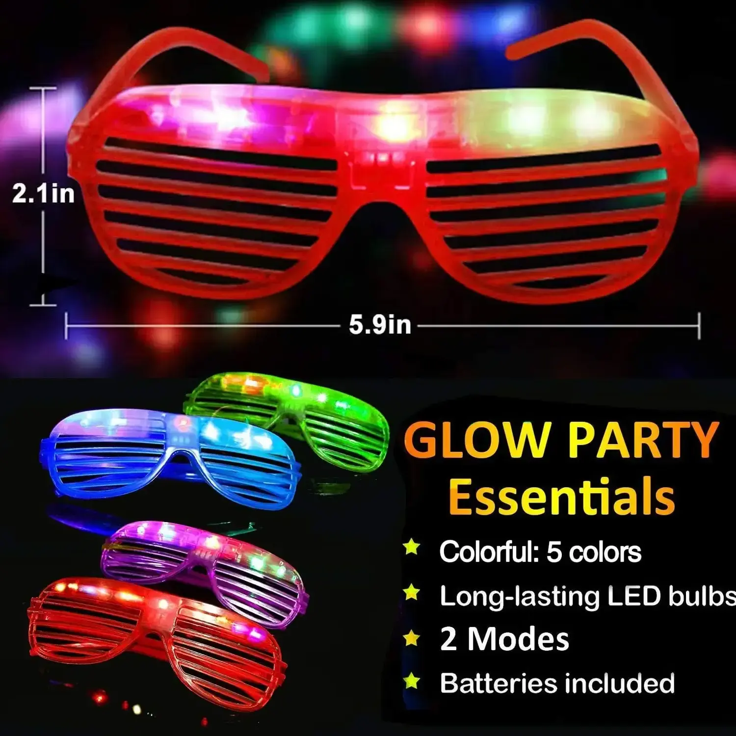 Nicro Fashion Luminous Light Up Led Glasses Christmas Light Shutter Style Party Neon Party Supplies Glow In Dark Sunglasses