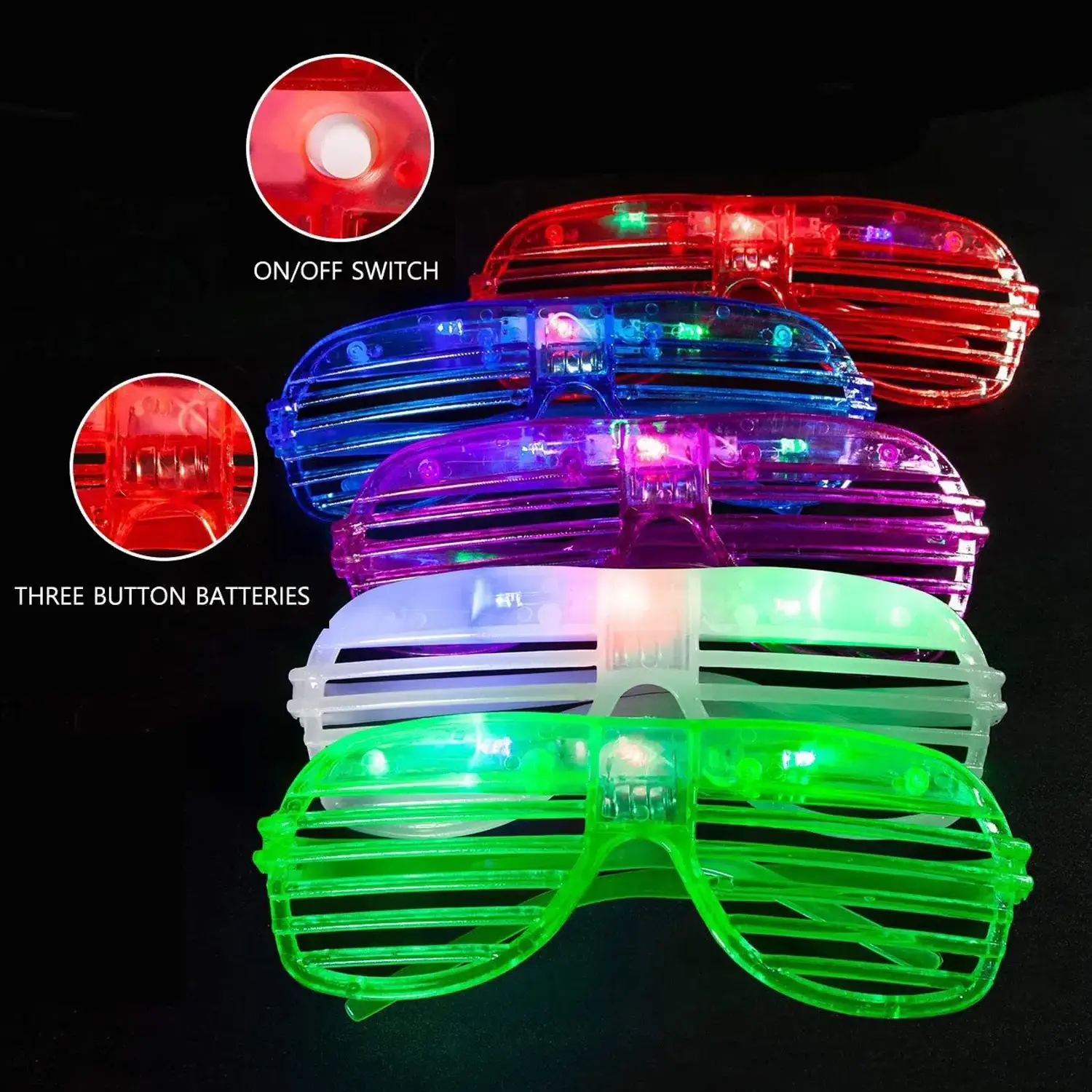 Nicro Fashion Luminous Light Up Led Glasses Christmas Light Shutter Style Party Neon Party Supplies Glow In Dark Sunglasses