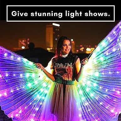 Nicro Kids Party Dress up Fairy Cosplay Luminous Brighter Rainbow Led Light Stage Halloween Wings Costume Dance Props Clothes