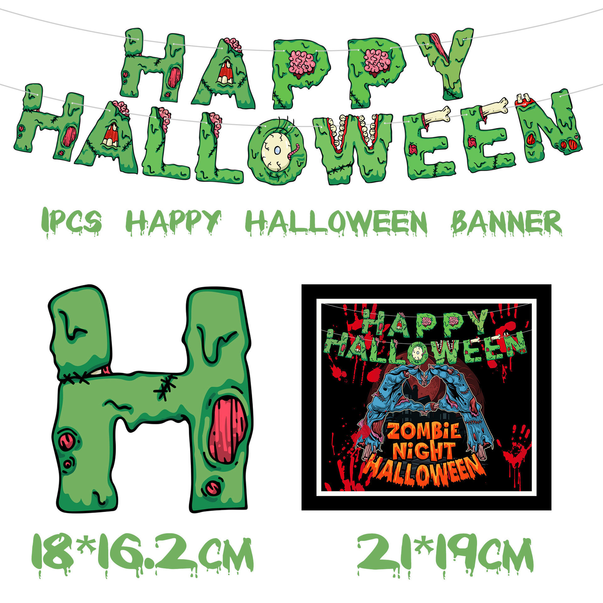 Nicro Halloween Theme Terror Zombie Party Supplies Happy Halloween Banner Balloon Cake Topper Halloween Party Decoration