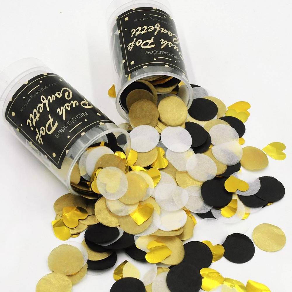 Nicro Gold Black Foil Birthday New Year Wedding Party Table Decoration Confetti Mix Gun Launcher Round Shape Confetti Cannon