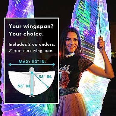 Nicro Kids Party Dress up Fairy Cosplay Luminous Brighter Rainbow Led Light Stage Halloween Wings Costume Dance Props Clothes