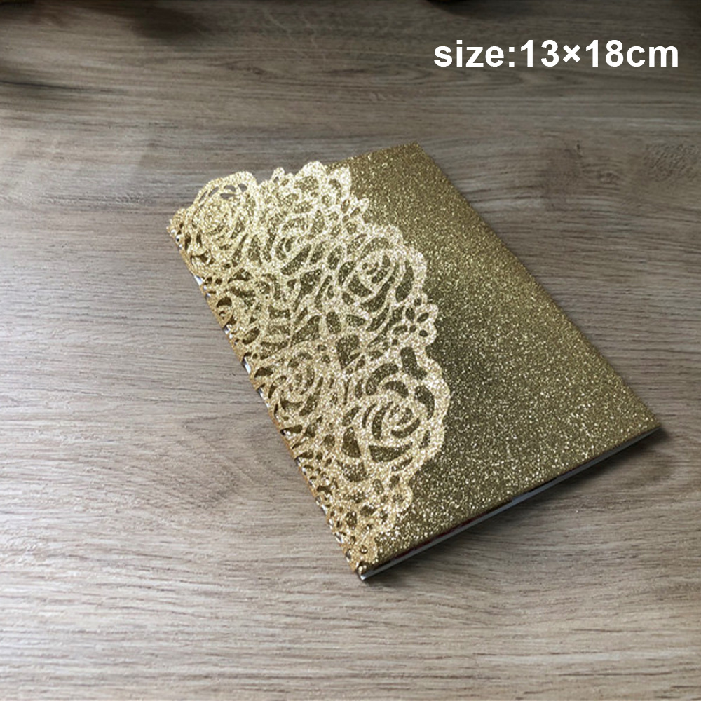 Nicro 3D Custom Laser Cut Glitter Wedding Invitations with Ribbon and Envelopes Anniversary Luxurious Wedding Invitation Card