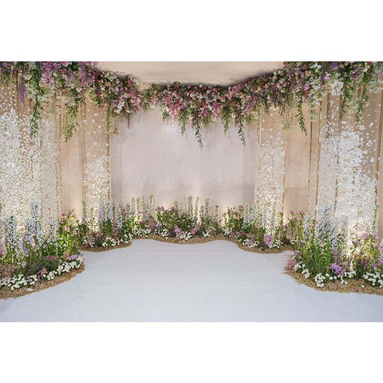 Nicro Photo Studio Wedding Floral Flower Wall Decoration Backdrop Curtain Cheap Wedding Backdrops Decoration For Wedding Event