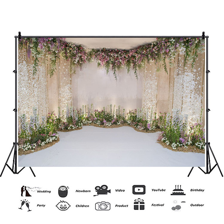 Nicro Photo Studio Wedding Floral Flower Wall Decoration Backdrop Curtain Cheap Wedding Backdrops Decoration For Wedding Event