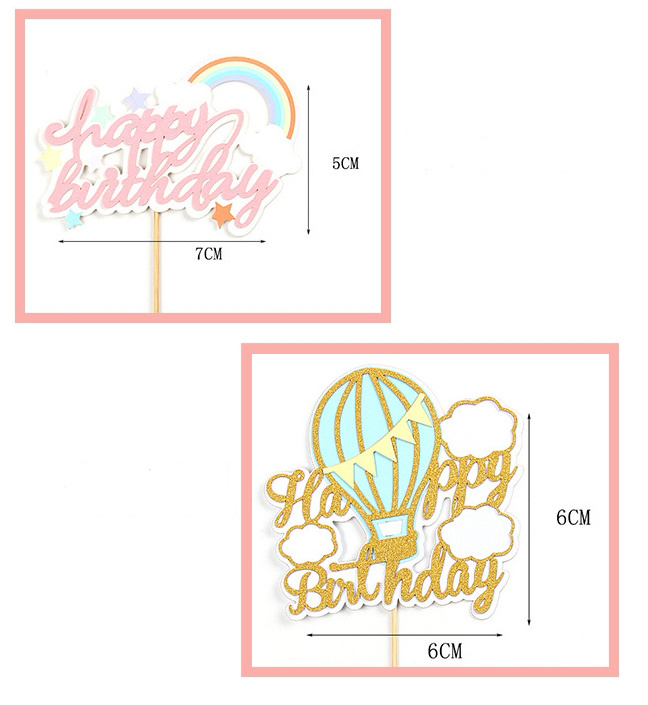 Nicro Creative Cake Card Hot Air Balloon Cloud Rainbow Happy Birthday Party Supplies Cake Topper Decoration