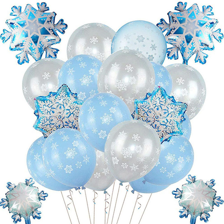 Nicro Christmas Winter Frozen Snowflake Helium Balloons Ice And Snow Theme Helium For Party Balloons Decoration Set