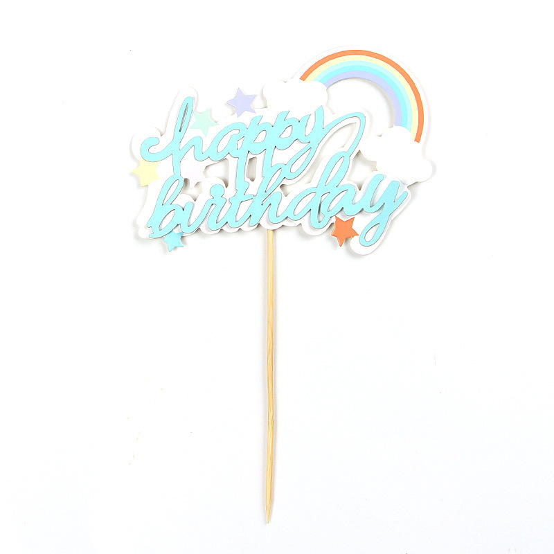 Nicro Creative Cake Card Hot Air Balloon Cloud Rainbow Happy Birthday Party Supplies Cake Topper Decoration