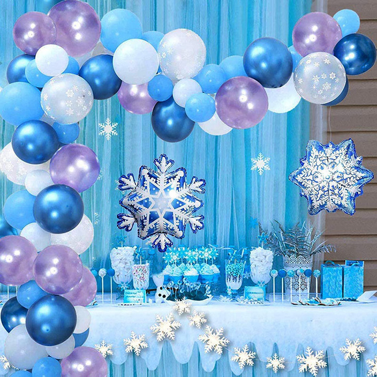 Nicro Christmas Winter Frozen Snowflake Helium Balloons Ice And Snow Theme Helium For Party Balloons Decoration Set