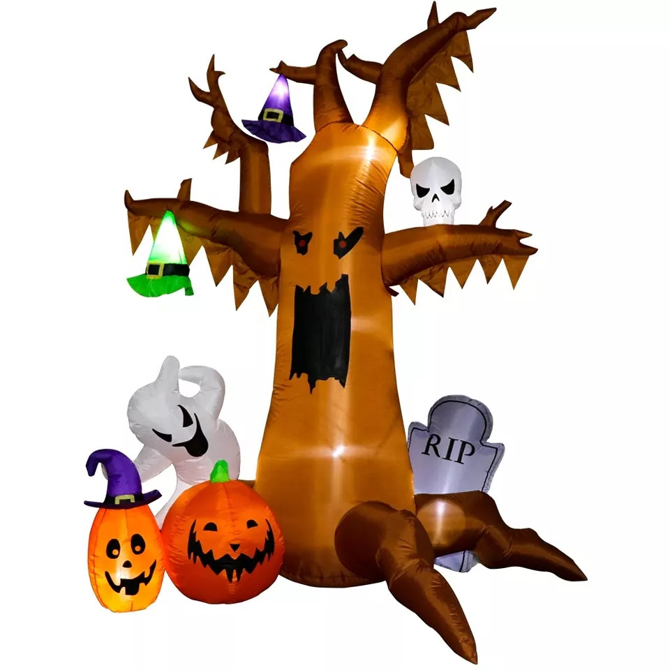 Nicro Large Pumpkin Ghost Dead Tree Led Lights Halloween Yard Lawn Decoration Halloween Inflatable Outdoor Decors