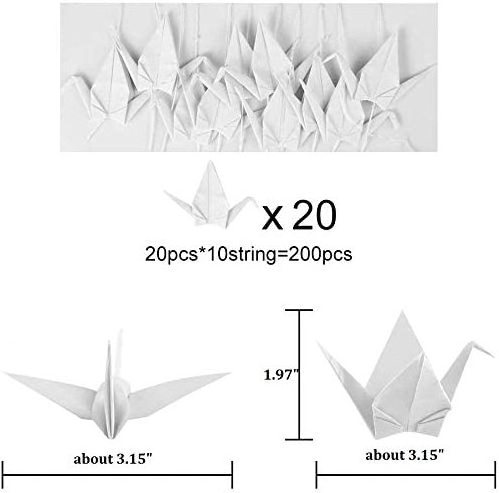 Nicro 10 Strings White Origami Paper Crane Garlands Rustic Bridal Shower Wedding Party Background Decorations Streamer Curtain